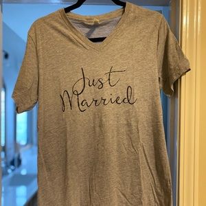 Grey “Just Married” shirt Womens Bella Canvas M